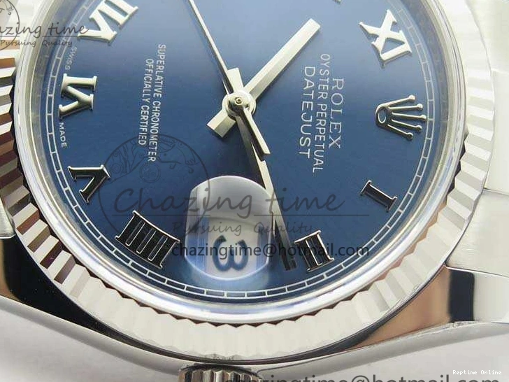 0211 DateJust 36mm SS 116234 ARF 1:1 Best Edition Blue Roman Dial Fluted On 904L SS Oyster Bracelet SA Supportive 3516